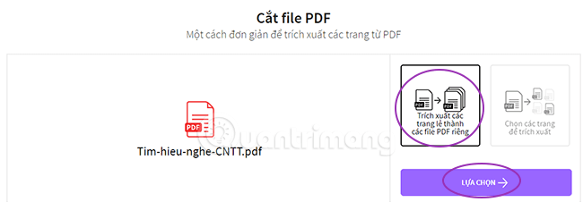 Cách cắt một phần trong file PDF thành trang riêng lẻ