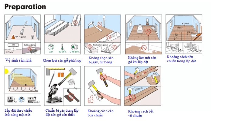 Các bước chuẩn bị lắp đặt sàn gỗ